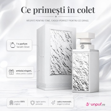 Parfum Arăbesc Fragrance World Varakh Silver 100 ml, Apă de Parfum Unisex, Damă și Bărbat, Aromă Aromatic Orientală cu Citrice, Condimente, Note Proaspete, Flori Albe, Lavandă, Cedru, Ambră și Mosc - Img 6