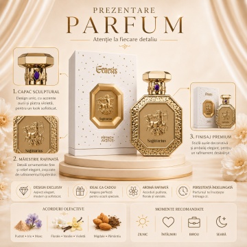 Parfum Arăbesc Genesis Sagittarius French Avenue 90 ml, Apă de Parfum Unisex, Damă și Bărbat, Inspirat Comete Chanel, Aromă Aromatic Orientală Pudrat Florală cu Iris, Mosc, Vanilie, Violetă, Migdale, Acorduri Pământii, Citrice, Condimente, Flori Albe, Lav - Img 3