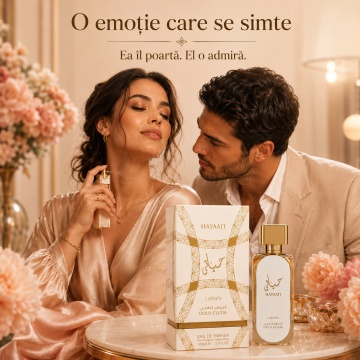 Parfum Arăbesc Hayaati Gold Elixir Lattafa 100 ml, Apă de Parfum Unisex, Aromă Oriental Vanilată cu Anason, Lemn de Santal, Ylang-Ylang, Cedru, Note Pudrate, Ambră și Vanilie - Img 5