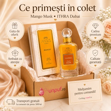 Parfum Arăbesc Ithra Mango Musk Ard Al Zaafaran 100 ml, Apă de Parfum Unisex Damă și Bărbat, Aromă Fructat Tropicală Inspirată de Eden Juicy Apple - Img 4