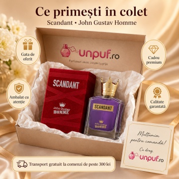 Parfum Arăbesc John Gustav Homme Scandant Eau de Parfum 100 ml, Bărbat, Aromă Oriental Lemnos Gourmand cu Mandarină, Piper, Salvie, Tonka, Caramel, Lavandă, Ambră, Lemn Cald și Vetiver - Img 4