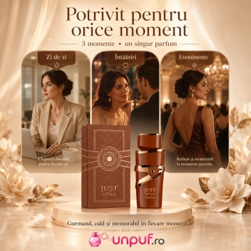 Parfum Arăbesc Just Choco Fragrance World 100 ml, Apă de Parfum Unisex, Damă și Bărbat, Aromă Gurmandă de Ciocolată cu Cacao, Ciocolată, Zahăr, Lapte, Praline, Caramel, Mosc și Vanilie - Img 6