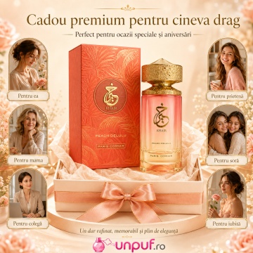 Parfum Arăbesc Khair Peach Delulu Paris Corner 100 ml, Apă de Parfum Unisex Damă și Bărbat, Aromă Fructat Gurmandă, Dulce, Luminoasă și Irezistibilă, cu Fructe Tropicale, Citrice, Piersică, Caramel, Flori Albe, Mosc și Vanilie, Inspirată de Peach's Reveng - Img 7