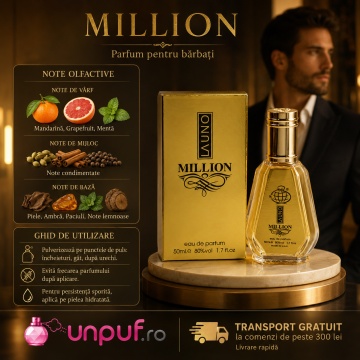 Parfum Arăbesc La Uno Million Fragrance World 50 ml, Apă de Parfum Bărbat, Aromă Lemnos Condimentată Ambrată cu Grapefruit, Mandarină Roșie, Mentă, Condimente, Scorțișoară, Trandafir, Patchouli, Ambră, Note Lemnoase și Piele - Img 9