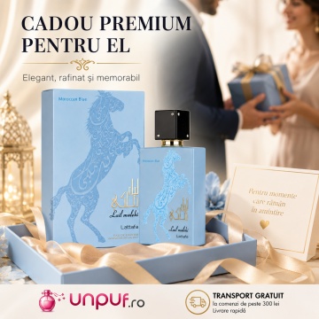 Parfum Arăbesc Lail Maleki Moroccan Blue Lattafa 100 ml, Apă de Parfum Bărbat, Aromă Lemnos Aromatică cu Bergamotă, Citrice, Ambră, Mosc, Note Florale, Oud, Lemn de Santal și Paciuli - Img 7