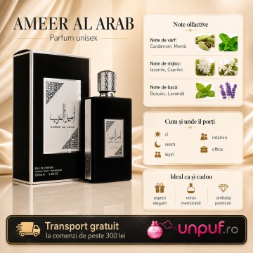 Parfum Arăbesc Lattafa Asdaaf Ameer Al Arab 100 ml, Apă de Parfum Bărbat, Aromă Oriental Lemnoasă cu Busuioc, Cardamom, Mentă, Cedru, Ambră, Santal, Mosc, Paciuli, Lavandă, Șofran și Iasomie - Img 9