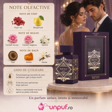 Parfum Arabesc Lattafa Bade'e Al Oud Amethyst, Eau de Parfum 100 ml, Unisex Damă Bărbat, Floral Oriental cu Oud, Trandafir și Ambră - Img 9