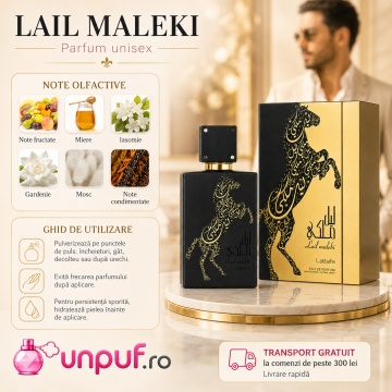 Parfum Arăbesc Lattafa Lail Maleki 30 ml, Apă de Parfum Unisex, Aromă Orientală cu Fructe, Miere, Iasomie, Mosc și Santal - Img 9