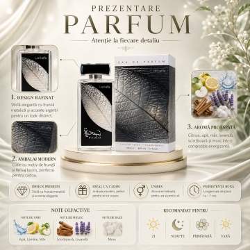 Parfum Arăbesc Lattafa Najdia 30 ml, Apă de Parfum Bărbat, Aromă Fresh Aromatică cu Măr, Bergamotă, Scorțișoară, Lavandă și Ambră - Img 3