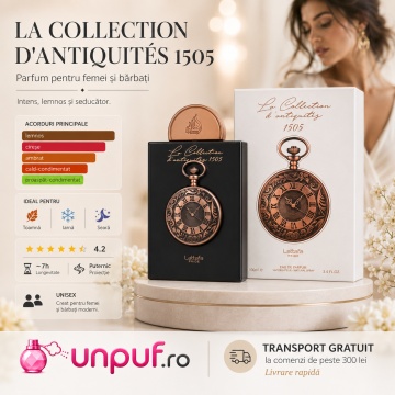 Parfum Arăbesc Lattafa Pride La Collection D’Antiquites 1505 Watch 100 ml, Apă de Parfum Unisex, Aromă Lemnos Condimentată cu Șofran, Osmanthus și Guaiac - Img 8