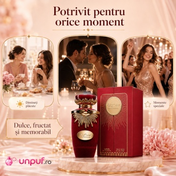 Parfum Arăbesc Lattafa Sakeena 100 ml, Apă de Parfum Damă, Aromă Dulce Fructată cu Fructul Pasiunii, Mandarină, Trandafir, Zmeură, Praline, Cafea și Vanilie - Img 6