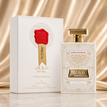 Parfum Arăbesc Meethaq Extrait de Rouge Ard Al Zaafaran 100 ml, Apă de Parfum Unisex, Damă, Bărbat, Aromă Amber Floral, Inspirat Love Don’t Be Shy