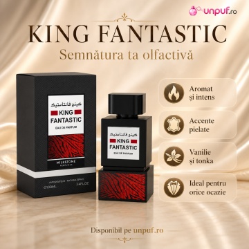 Parfum Arăbesc Milestone King Fantastic EDP 100 ml Bărbat, Aromă Aromatic Orientală cu Citrice, Condimente, Lavandă, Flori Albe, Note Calde, Lemn de Cedru, Ambră și Mosc - Img 10