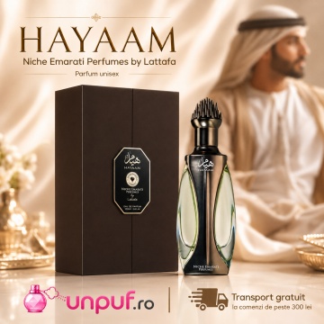 Parfum Arăbesc Niche Emarati Hayaam Lattafa EDP 100 ml Unisex, Inspirat Chaos Vertus, Aromă Marină Lemnoasă Ambrată cu Davana, Lămâie, Note Marine, Sare, Iris Florentina, Lăcrămioară, Ambră, Lemn de Santal și Mușchi de Stejar - Img 10