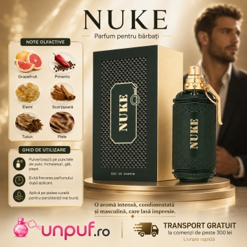Parfum Arăbesc Nuke Fragrance World 100 ml, Apă de Parfum Bărbat, Aromă Oriental Condimentată Explozivă cu Grapefruit, Bergamotă, Piper Roz, Paprika, Scorțișoară, Șofran, Tutun, Ambră, Piele și Vetiver - Img 9