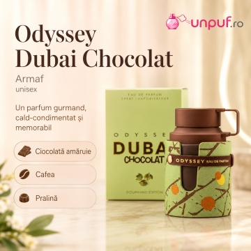 Parfum Arăbesc Odyssey Dubai Chocolate Armaf 100 ml, Apă de Parfum Unisex, Damă, Bărbat, Aromă Gurmandă de Ciocolată, Inspirat Yum Boujee Marshmallow - Img 3