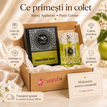 Parfum Arăbesc Paris Corner Mawj Appletini 100 ml, Apă de Parfum Unisex, Damă și Bărbat, Aromă Fructat Florală Fresh, Inspirat Apple Brandy on the Rocks - Img 4