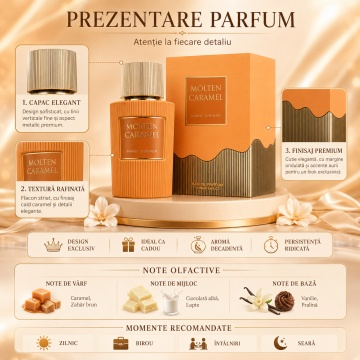 Parfum Arăbesc Paris Corner Molten Caramel 100 ml, Apă de Parfum Unisex, Damă și Bărbat, Aromă Gurmand Dulce, Inspirat Sweet Tooth Caramel Dream - Img 3