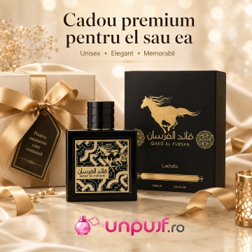 Parfum Arăbesc Qaed Al Fursan Lattafa 90 ml, Apă de Parfum Bărbat, Aromă Oriental Lemnoasă cu Ananas, Șofran, Iasomie, Balsam de Brad, Oud, Ambră și Note Lemnoase - Img 7