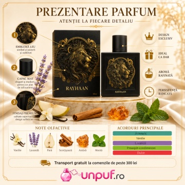 Parfum Arăbesc Rayhaan Lion pentru Bărbați 100 ml, Aromatic Vanilat Condimentat - Img 3