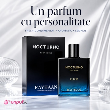 Parfum Arăbesc Rayhaan Nocturno Men EDP 100 ml Bărbat, Aromă Aromatic Lemnoasă cu Grapefruit, Bergamotă, Piper, Geranium, Lavandă, Salvie, Ambră, Cedru, Mosc și Vetiver - Img 2
