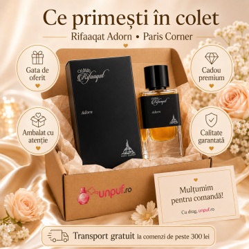 Parfum Arăbesc Rifaaqat Adorn Paris Corner 85 ml, Apă de Parfum Bărbați, Aromă Chypre Lemnoasă, Ambrată și Elegantă, Inspirat Tuxedo Yves Saint Laurent - Img 4