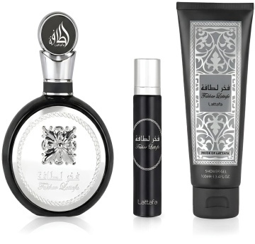 Parfum Arăbesc Set Cadou Lattafa Fakhar Men 100 ML Edp + 12ML Edp + 100ML Shower Gel