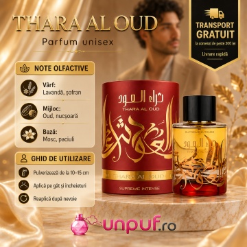 Parfum Arăbesc Thara Al Oud Supreme Intense Ard Al Zaafaran 100 ml, Apă de Parfum Unisex Damă și Bărbat, Aromă Oriental Oud Lemnoasă Inspirată de Tuscan Leather - Img 9