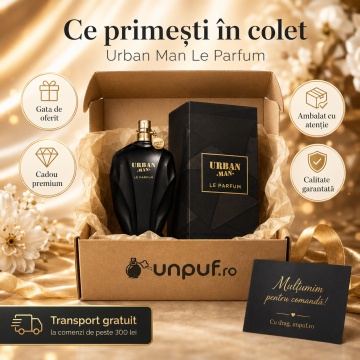 Parfum Arăbesc Urban Man Le Parfum Fragrance World 90 ml, Apă de Parfum Bărbat, Aromă Lemnos Ambrată Modernă cu Bergamotă, Citrice, Piper Roz, Iasomie, Lavandă, Lemn de Santal, Patchouli, Ambră, Cedru și Mosc - Img 4