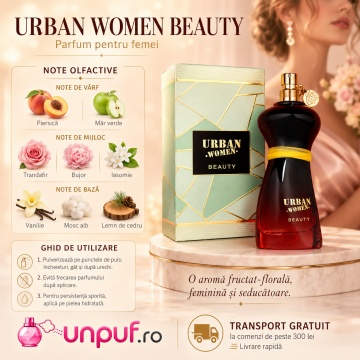 Parfum Arăbesc Urban Women Beauty Fragrance World 100 ml, Apă de Parfum Damă, Aromă Floral Fructată Feminină cu Coacăze Negre, Mandarină, Pară, Floare de Portocal, Iasomie, Iris, Patchouli, Praline, Mosc și Vanilie - Img 9