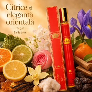 Parfum Balila 35 ml, Apă de Parfum Damă, Aromă Orientală Citrică, Vanilată și Ambrată, Format Compact, Note de Citrice, Bergamotă, Lămâie, Mandarină, Iasomie, Trandafir, Vanilie, Tămâie, Mosc și Lemn de Santal - Img 5