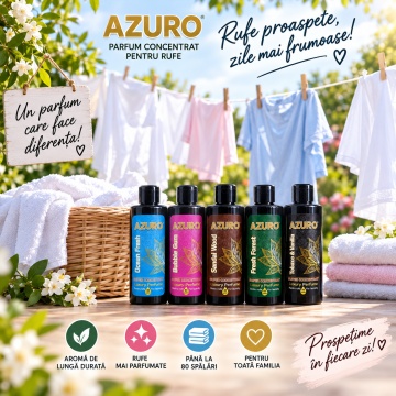 Parfum Concentrat pentru Rufe Azuro Bubble Gum, până la 80 Spălări, Aromă Dulce de Gumă de Mestecat, pentru Spălare Automată și Manuală, 200 ml - Img 5