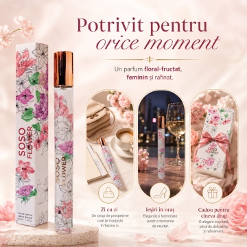 Parfum Damă Soso Flower 35 ml V.V. Love, Inspirat de Coco Mademoiselle Parfum Chanel, Aromă Floral Citrică cu Bergamotă, Portocală, Grapefruit, Trandafir, Lici, Iasomie, Vanilie, Mosc, Paciuli și Vetiver - Img 5