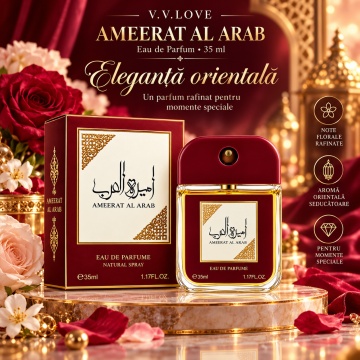 Parfum Dama V.V.Love Ameerat Al Arab, Eau de Parfum EDP, 35 ml, Oriental Floral Spray, Flacon Bordo-Auriu, pentru Zi si Seara - Img 2