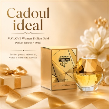 Parfum Damă V.V. Love Women Trillion Gold, Apă de Parfum 30 ml – Elegant, Auriu, Inspirat din Million Gold Rabanne - Img 3