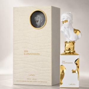 Parfum Her Confession Lattafa 100 ml, Apă de Parfum Damă, Aromă Floral Lemnos Mosc, Note de Scorțișoară, Mystikal, Iasomie, Tuberoză, Tămâie, Tonka, Mosc și Vanilie