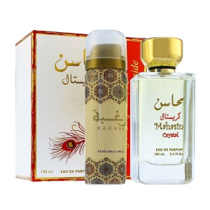 Parfum Lattafa Mahasin Crystal 100 ml + Deodorant Spray 50 ml, Unisex