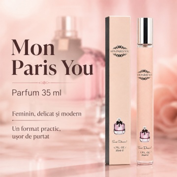 Parfum Mon Paris You 35 ml, Apă de Parfum Damă, Aromă Fructat Florală, Format Compact, Note de Căpșuni, Zmeură, Pară, Bergamotă, Bujor, Iasomie, Floare de Portocal, Patchouli, Mosc și Cedru - Img 2
