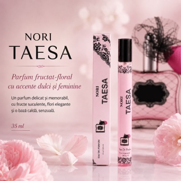 Parfum Nori Taesa 35 ml, Apă de Parfum Damă, Aromă Fructat Florală Dulce, Format Compact, Note de Pară, Portocală, Măr Roșu, Litchi, Gardenie, Iasomie, Vanilie, Mosc și Ciocolată - Img 3