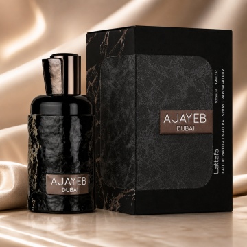 Parfum Unisex Lattafa Ajayeb Dubai, Eau de Parfum 100 ml, Aromă Dulce Condimentată cu Vanilie, Cafea, Caramel, Șofran și Ananas