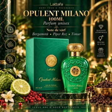 Parfum Unisex Lattafa Opulent Milano 100 ml, Eau de Parfum Aromatic, Floral și Lemnos - Img 6