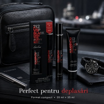 Set 212 VIP Black Own The Party NYC 2x35 ml, Apă de Toaletă Bărbat 35 ml + Cremă de Mâini 35 ml, Aromă Masculină Aromatică, Vanilată și Fin Condimentată, Note de Absint, Anason, Fenicul, Lavandă, Coajă de Vanilie Neagră și Mosc - Img 3
