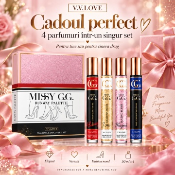 Set 4 Parfumuri Missy GG V.V. Love 35 ml, Golden Horizon, Guardian's Pledge, Eternal Rose, Crimson Bloom, set cadou, pentru Femei - Img 6