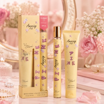Set Amazing Pink 2x35 ml, Apă de Toaletă Damă 35 ml + Body Lotion 35 ml, Aromă Floral Fructată, Citrică, Dulce și Pudrată, Note de Gutui, Grapefruit, Zambilă, Iasomie, Mosc, Stânjenel, Cedru de Virginia și Ambră - Img 3