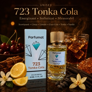 Set Apa de parfum Parfumat 723 Tonka Cola, Unisex, 50 ml si Gentuta cosmetice - Img 4