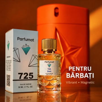 Set Apa de parfum Parfumat 725 Zest, Barbat, 50 ml si Gentuta cosmetice - Img 5