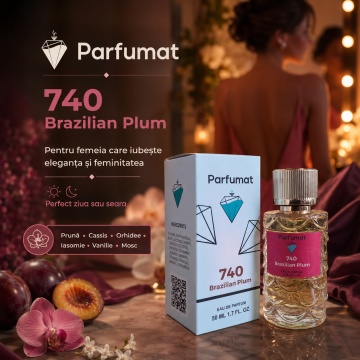 Set Apa de parfum Parfumat 740 Brazilian Plum, Dama, 50 ml si Gentuta cosmetice - Img 6