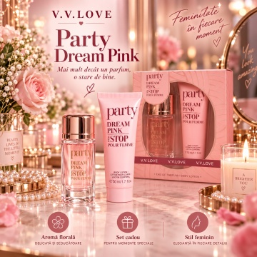 Set Cadou Femei V.V.Love Party Dream Pink Non Stop, Eau de Parfum 30 ml + Body Lotion 50 ml - Img 5