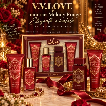 Set Cadou V.V.Love Luminous Melody Rouge, Eau de Parfum + Body Mist + Body Lotion + Shower Gel, 4 Produse 180 ml - Img 5