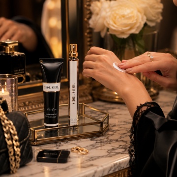 Set Cool Girl 2x35 ml, Apă de Toaletă Damă 35 ml + Cremă de Mâini 35 ml, Aromă Dulce Florală, Cald Condimentată, Vanilată și Ambrată, Note de Migdale, Cafea, Bergamotă, Lămâie, Tuberoză, Iasomie Sambac, Floare de Portocal, Trandafir Bulgăresc, Iris, Tonka - Img 4